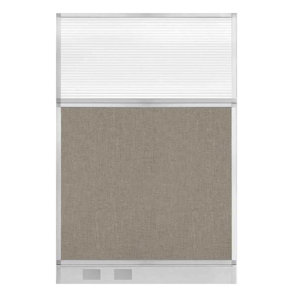 Hush Panel Cubicle Partition 4' x 6' W/ Warm Pebble Fabric Clear Fluted Window W/Cable Channel
